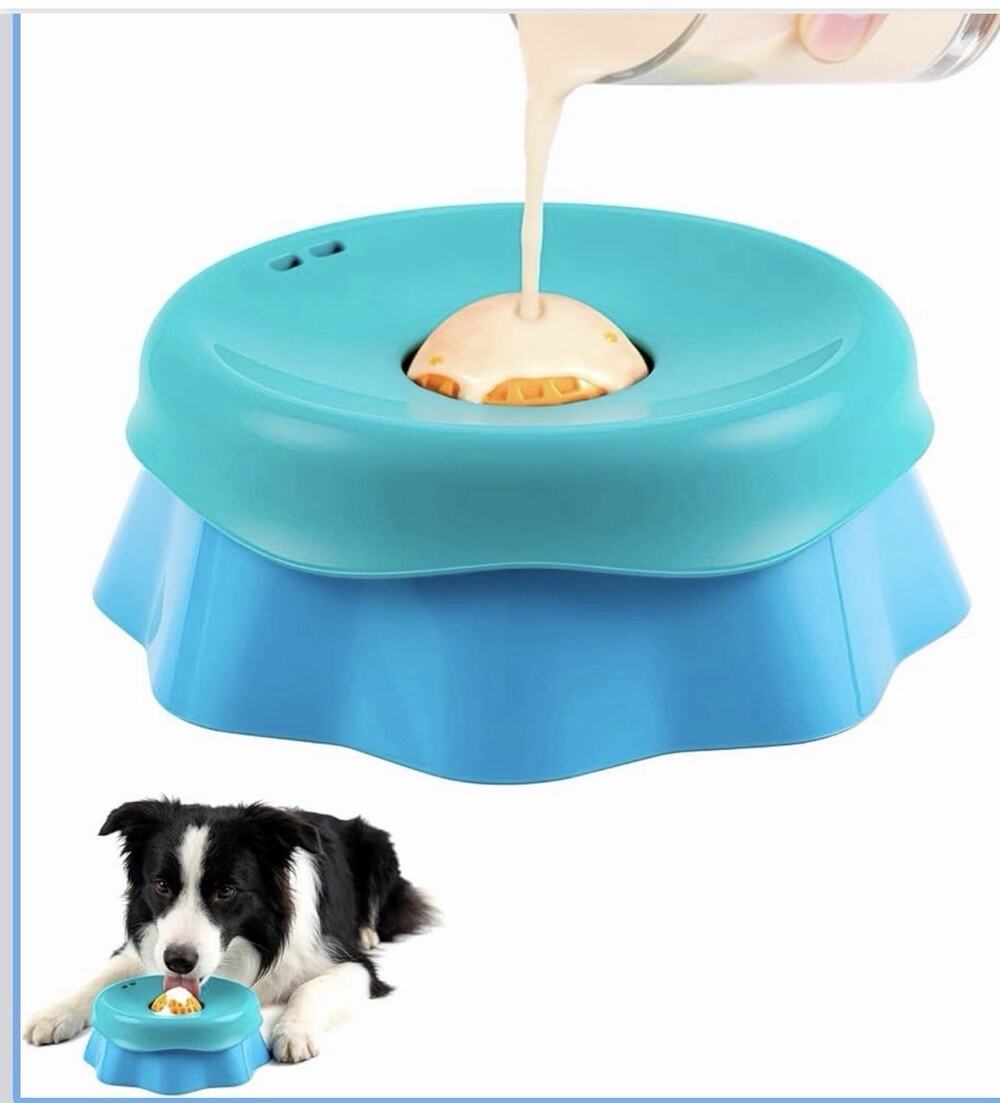 Dog Lick Bowl, Slow Feeder Bowl with Anti-Slip Module, Silicone Blue NEW